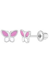 likable small enamel butterfly silver baby earrings